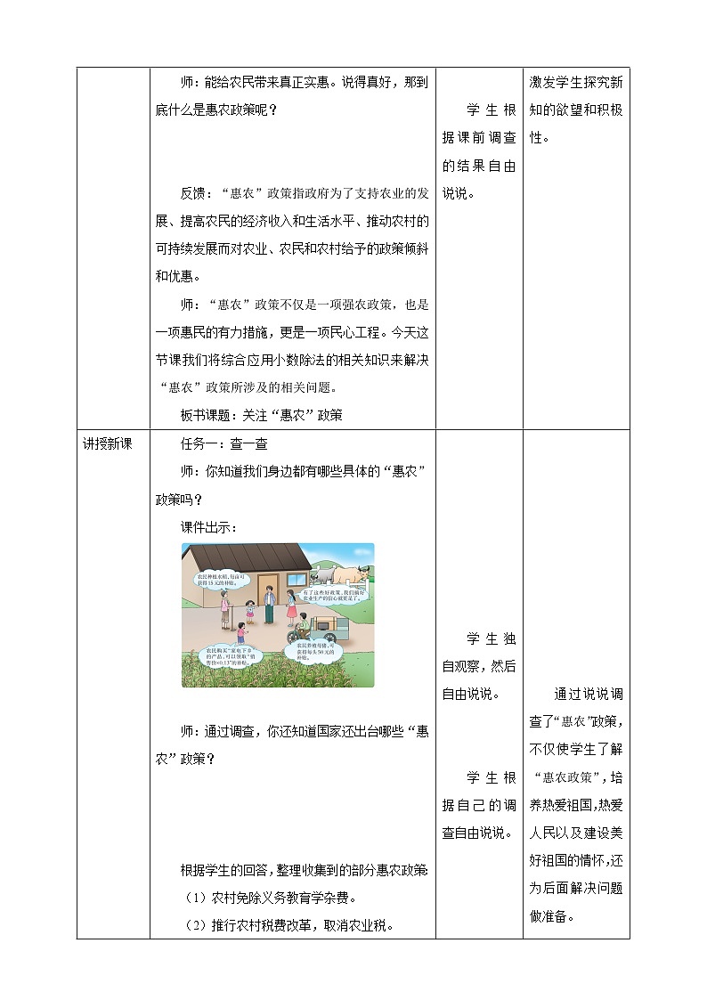 《3.14 关注“惠农”政策》教学设计 -2025-2026学年五年级数学上册 西师大版第2页