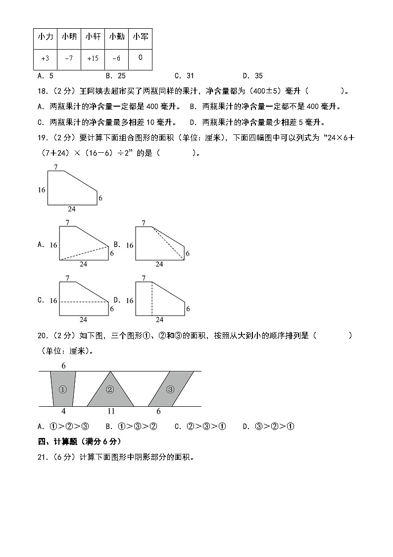 （月考）第一二单元重难点真题检测卷（培优卷）-2024-2025学年五年级上册数学小马虎错题本（A4版）（苏教版）-A4第3页