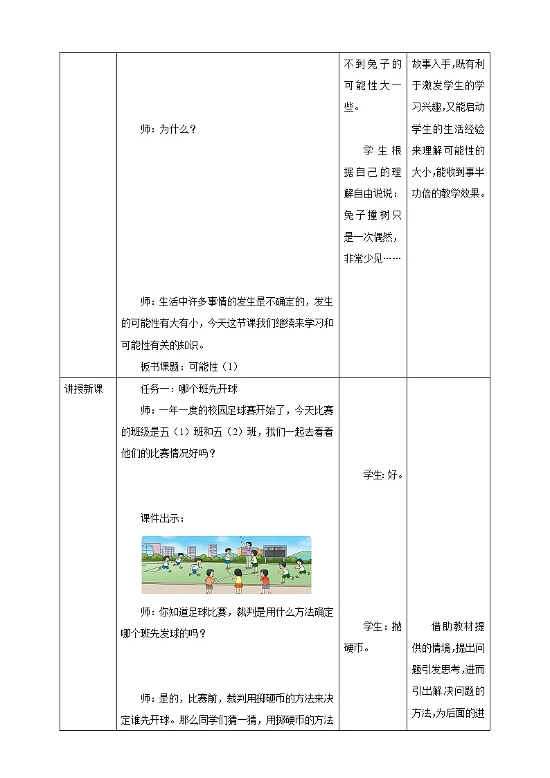 《6.1 可能性（1）》表格式教学设计 -2025-2026学年五年级数学上册 西师大版第2页