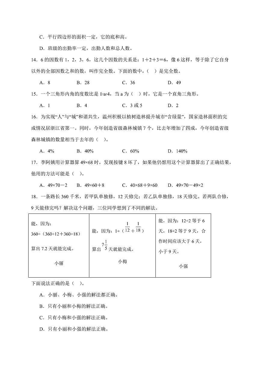 2025年（小升初）六年级下册数学专项练习：数与代数（含解析）第2页