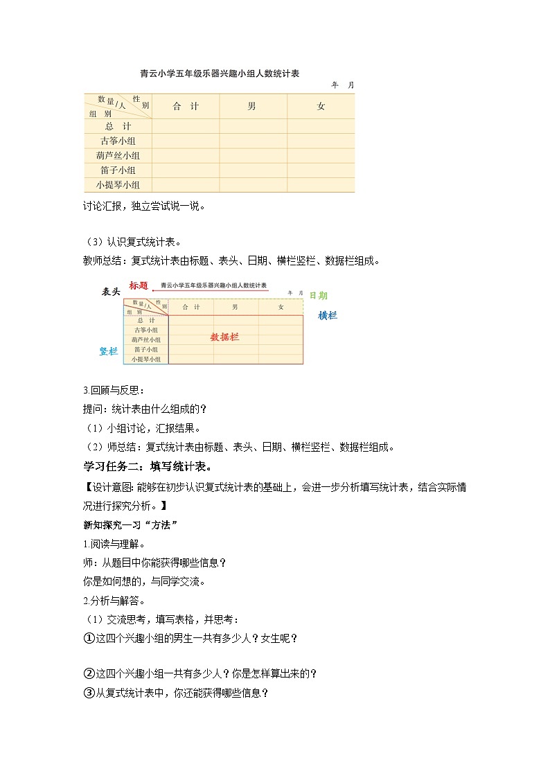 第六单元第1课时 复式统计表（数学五年级上册苏教版 教学设计）第3页