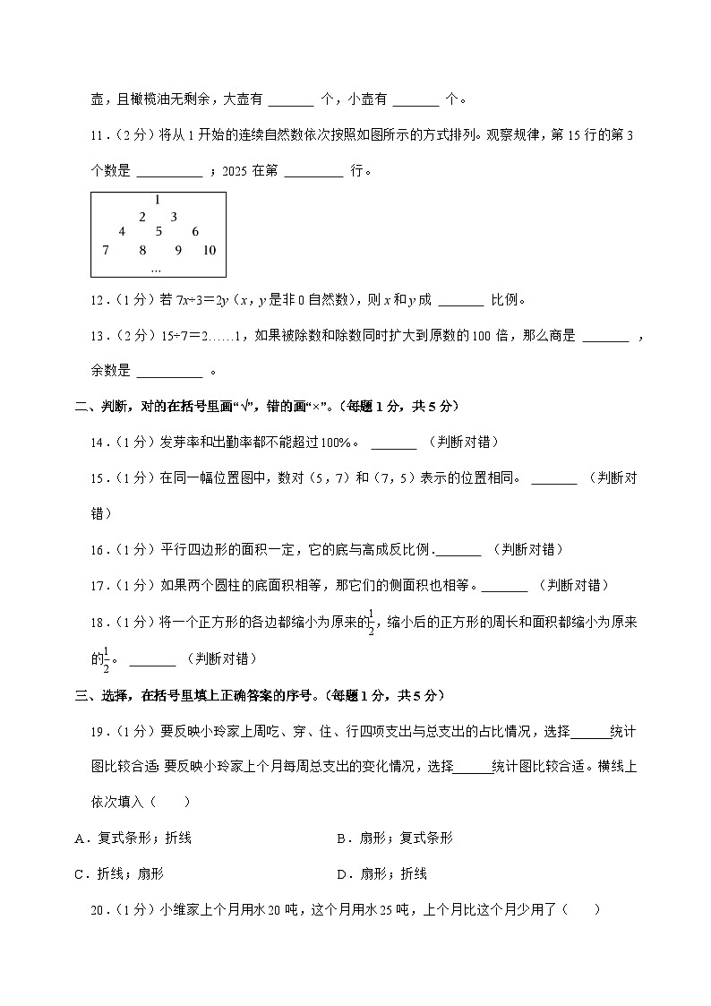[小升初]2025年四川省达州市开江县六年级下册数学试题[附答案]第2页