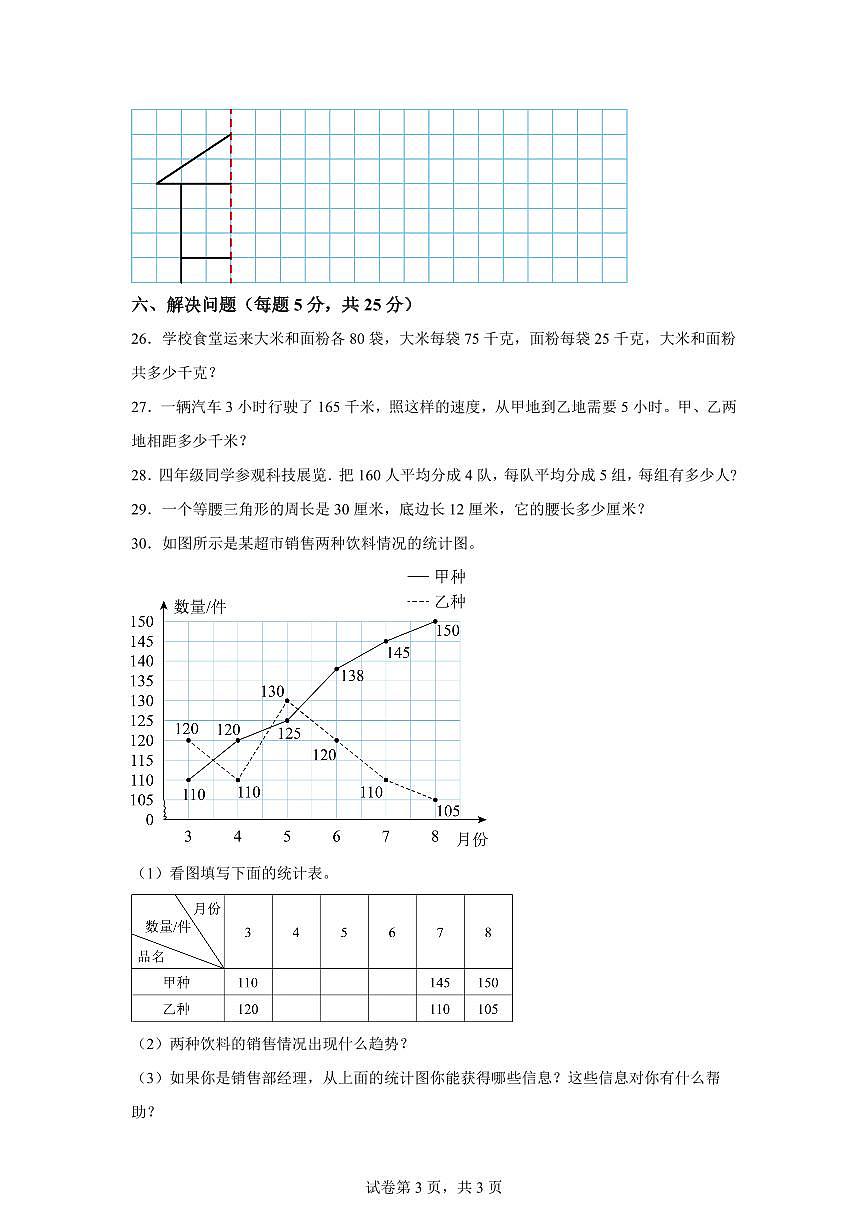 2025~2026学年黑龙江省佳木斯市富锦市人教版五年级上学期开学摸底考试数学试卷（附答案）第3页