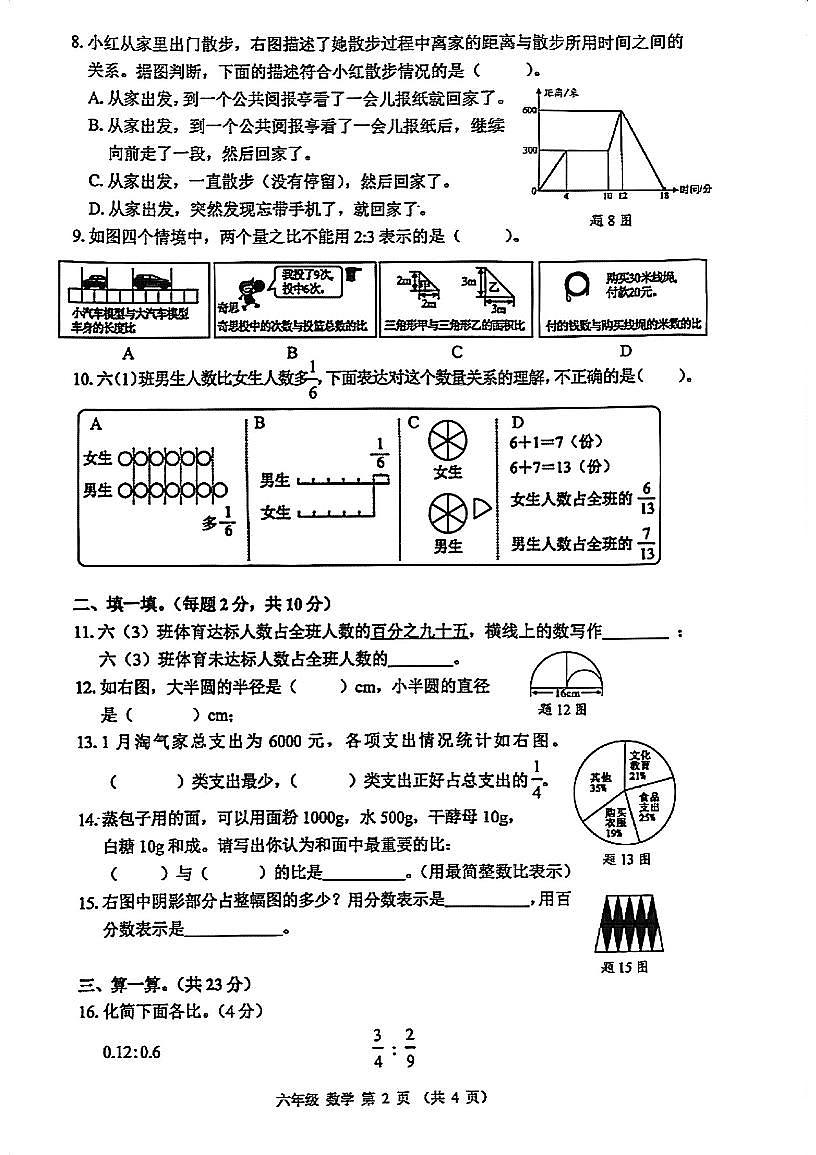 2024-2025学年深圳市宝安区六年级上册期末数学试卷第2页