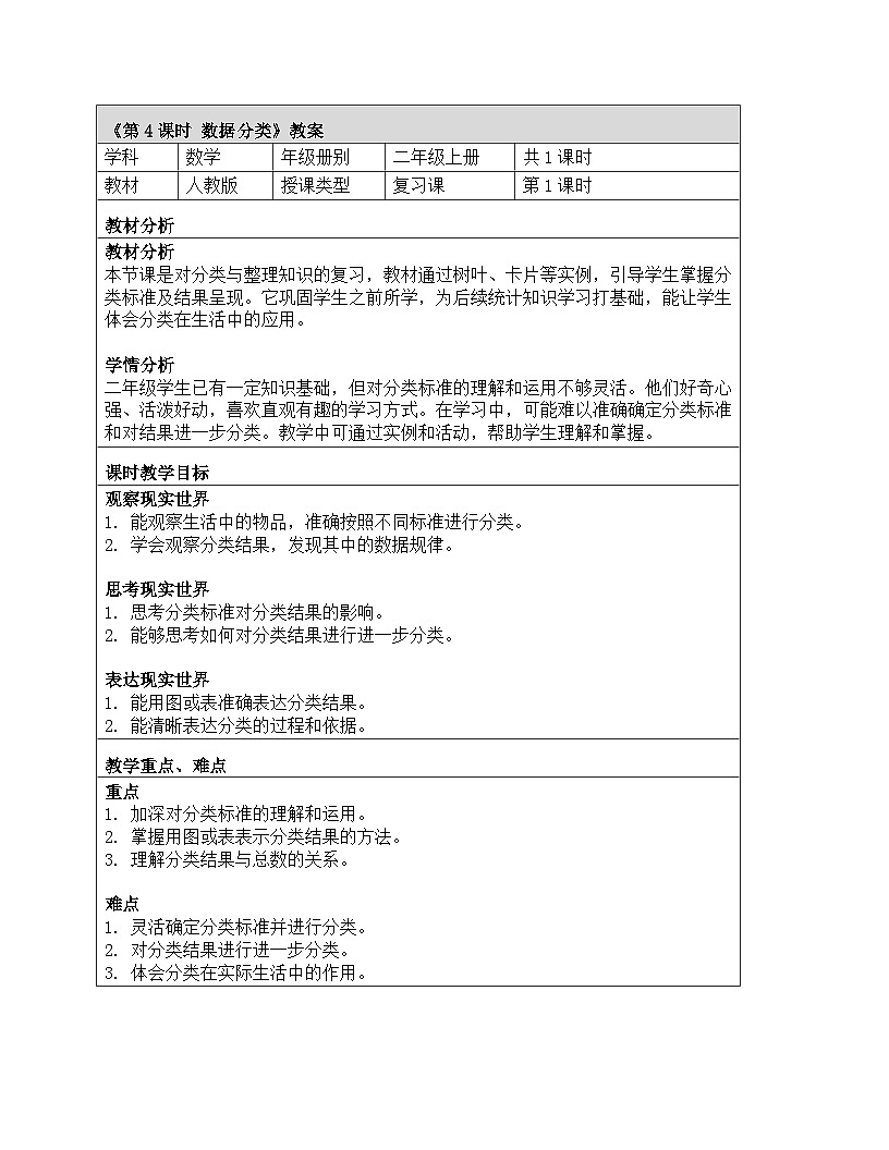 教案第4课时 数据分类第1页