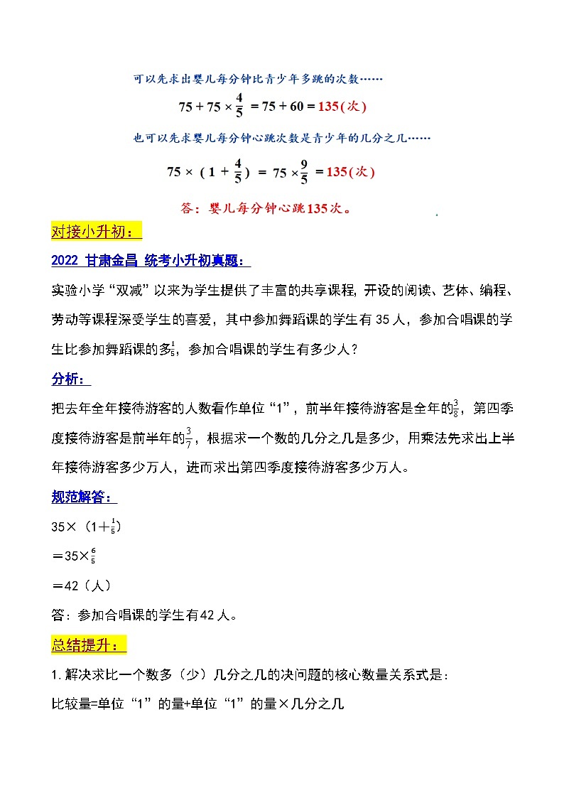 第一讲   求比一个数多（少）几分之几（考点重难点）-2023-2024学年度六年级数学上册期末复习专项讲练习含答案（人教版）第2页