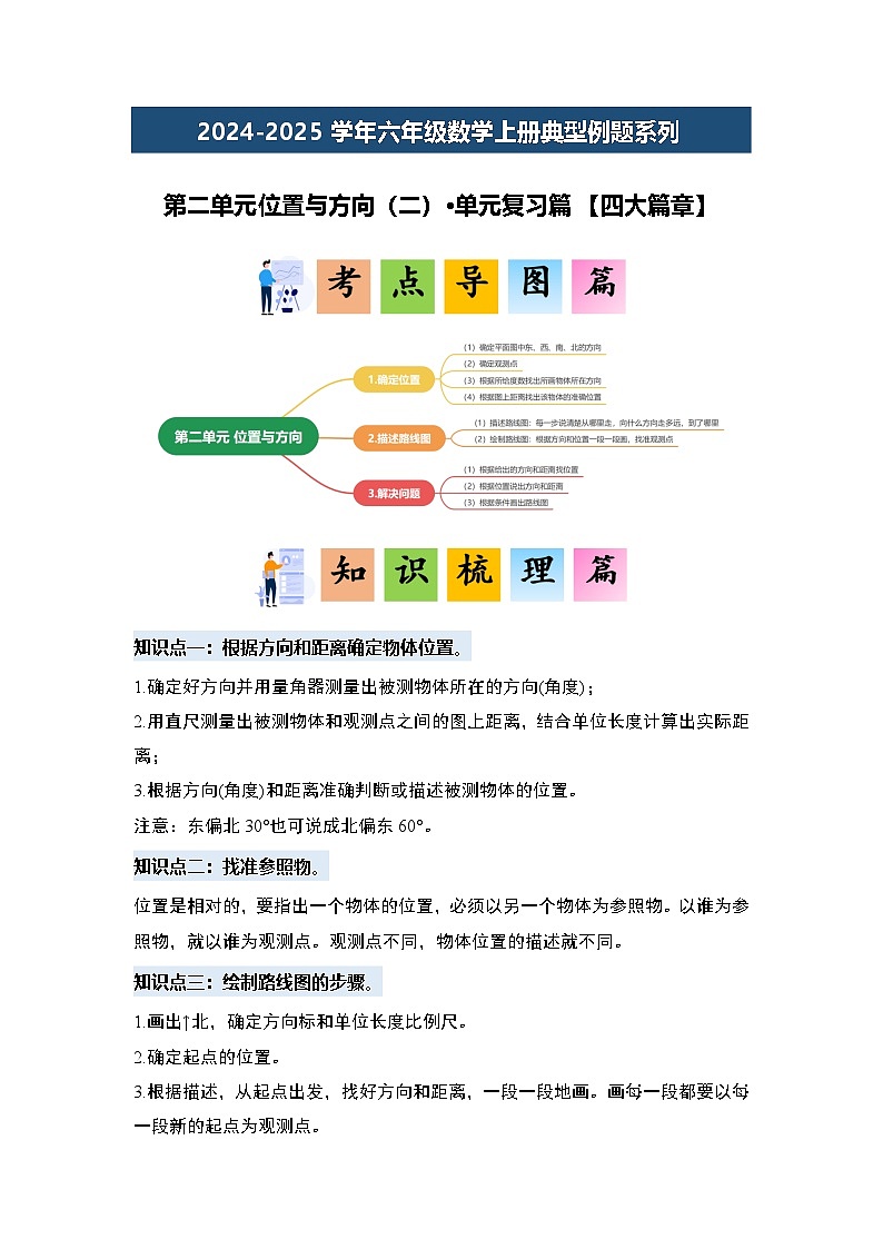 第二单元位置与方向（二）·单元复习篇【四大篇章】-2024-2025学年六年级数学上册典型例题系列（解析版）人教版第2页