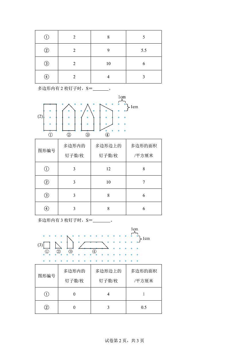 2025~2026学年苏教版数学五年级上学期钉子板上的多边形检测试卷（含答案）第2页