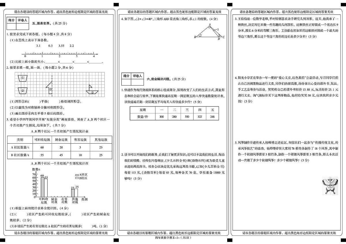 陕西省安康市岚皋县2024-2025学年四年级下学期期末考试数学试卷第2页