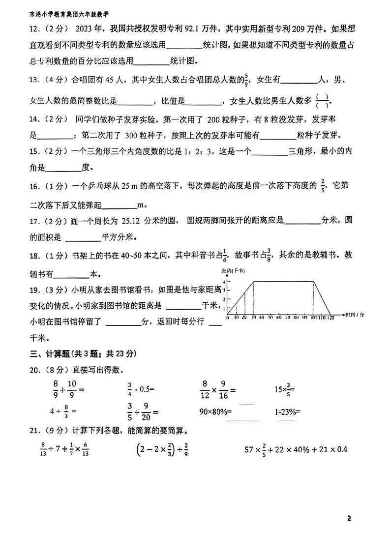 辽宁省大连市中山区东港小学教育集团2024-2025学年六年级上学期期末数学试题第2页