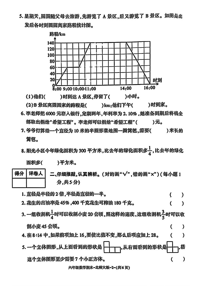 陕西省咸阳市永寿县监军镇朱介小学2024-2025学年六年级上学期期末监测评估数学试题第2页