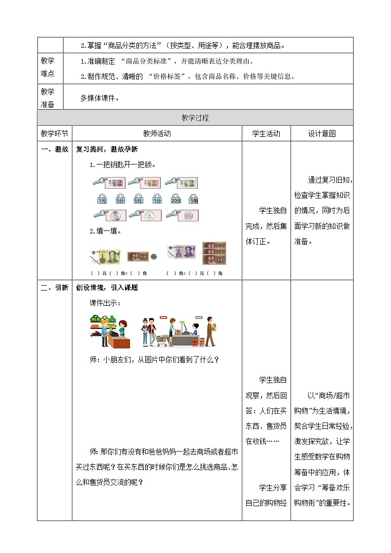 欢乐购物街2《筹备“欢乐购物街”》（教案）-2025-2026学年二年级上册数学  苏教版第2页