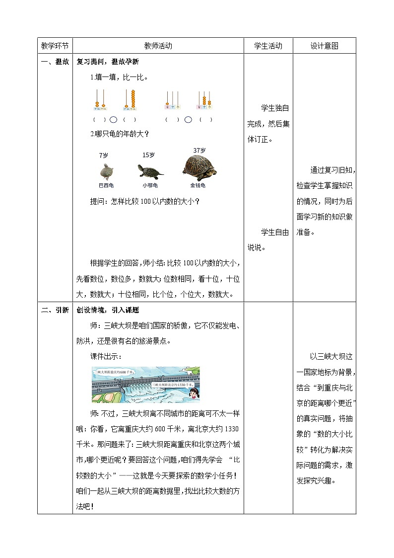 4.6《数的大小比较》（教案）  -2025-2026学年二年级上册数学   西南大学版（2024）第2页