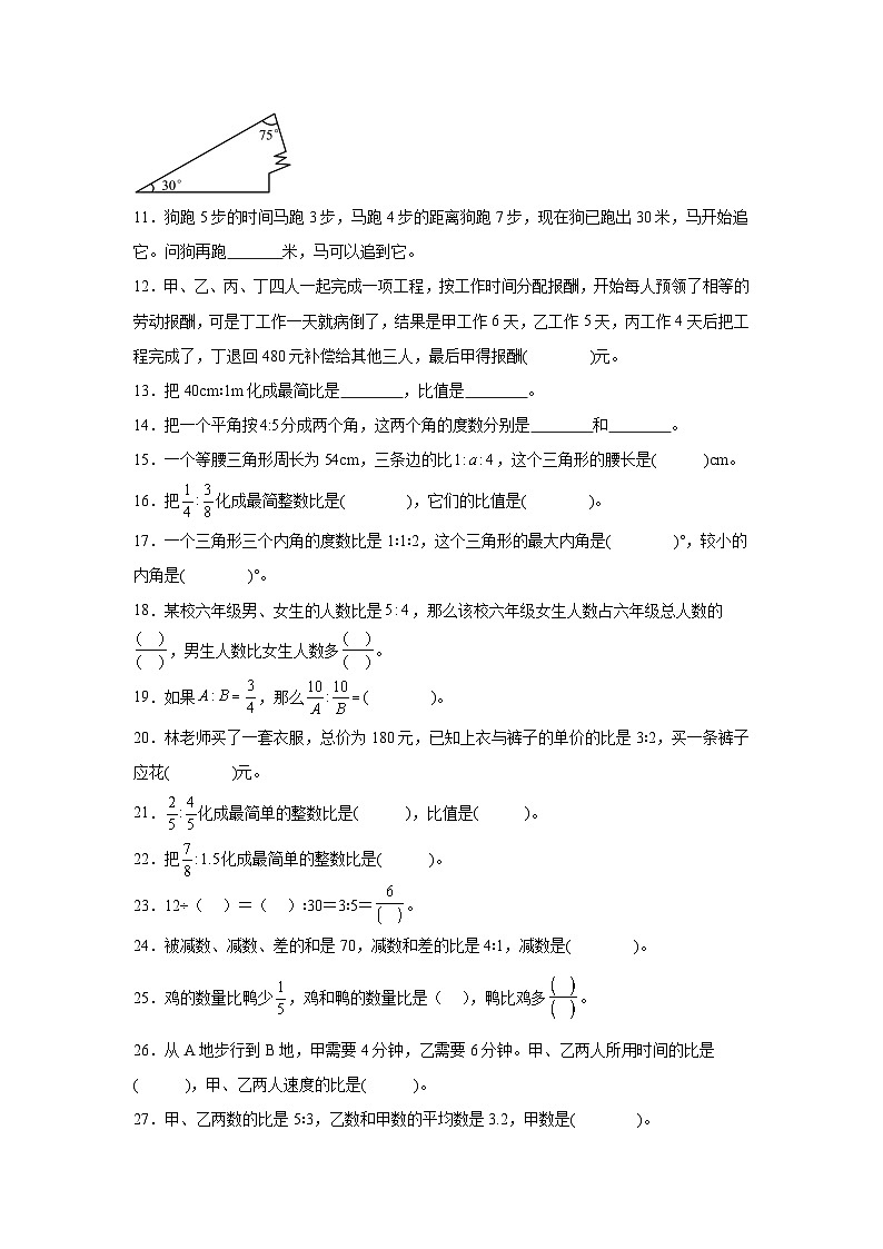（单元提升培优）第4单元 比 专项02 填空题-2025-2026学年六年级数学上册单元提升培优精练人教版（含答案解析）第2页