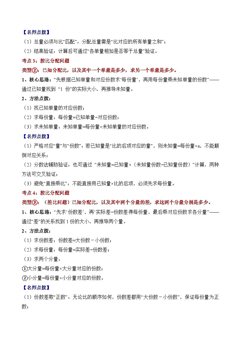 人教版六年级数学上册应用题专项专题04：比(6大考点方法点拨+典例分析+变式训练+分层练习)(学生版+解析)第2页