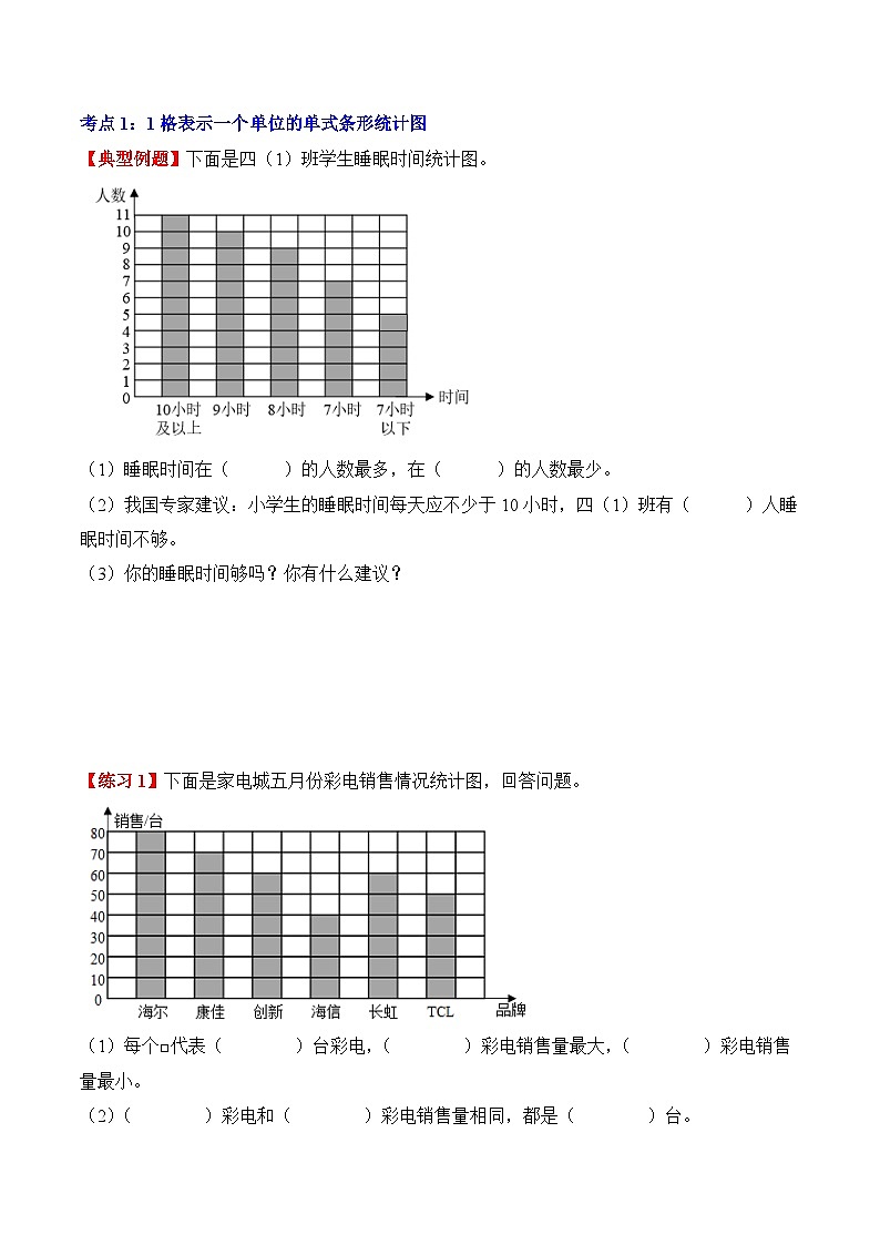 人教版四年级数学上册应用题专项专题07：条形统计图(3大考点方法点拨+典例分析+变式训练+分层练习)(学生版+解析)第3页