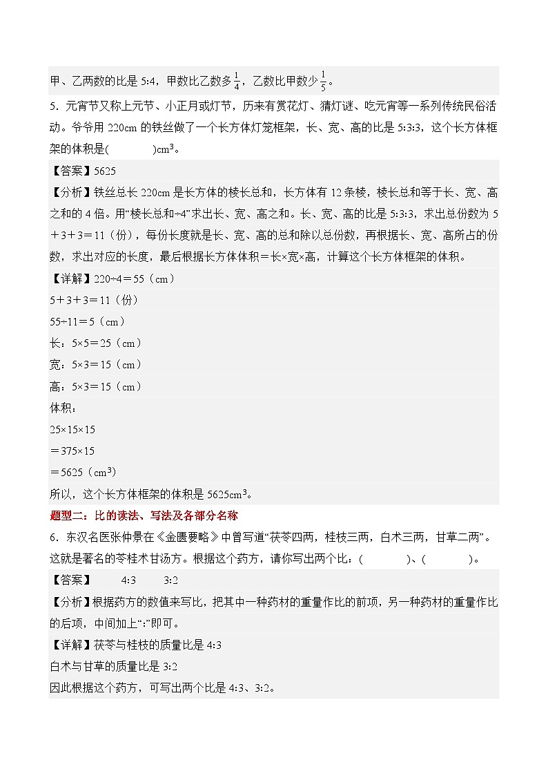 第四单元 比（8种类型60道）期末专项训练 2026年六年级数学人教版（解析版）第3页