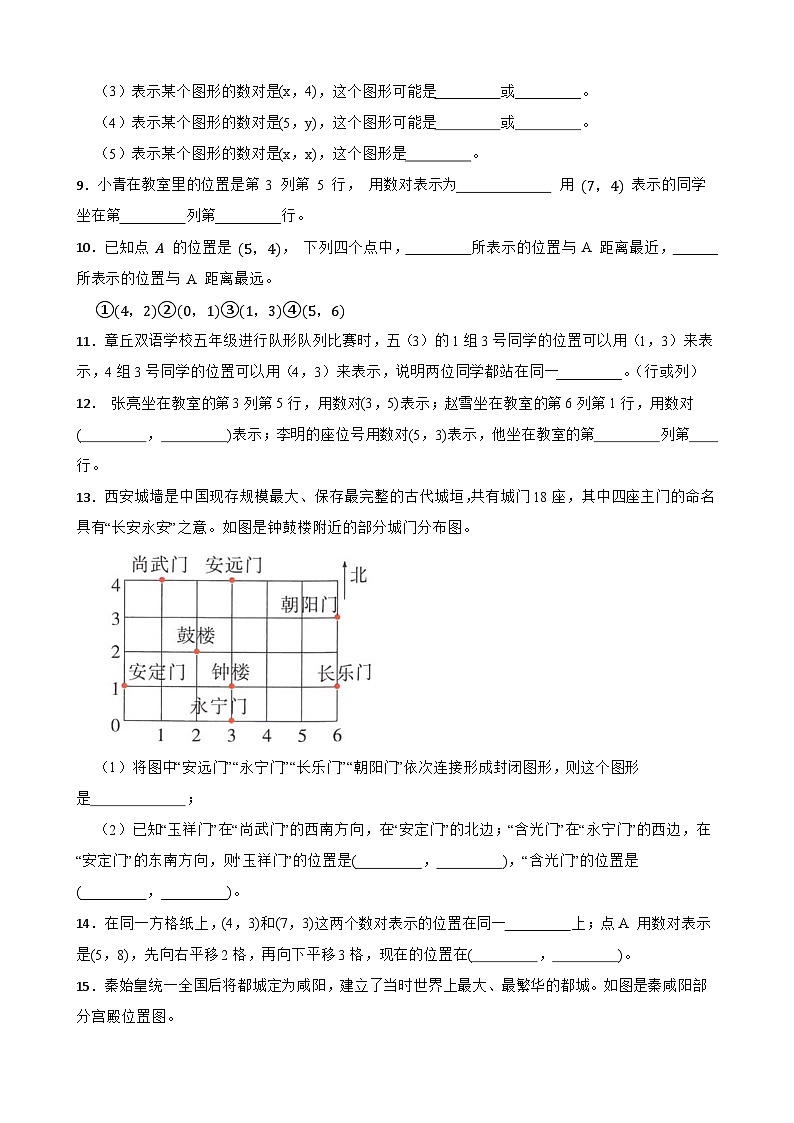 （期末考点）第2单元 位置 专项02 填空题-2025-2026学年五年级数学上册期末复习培优精练人教版（含答案解析）第3页