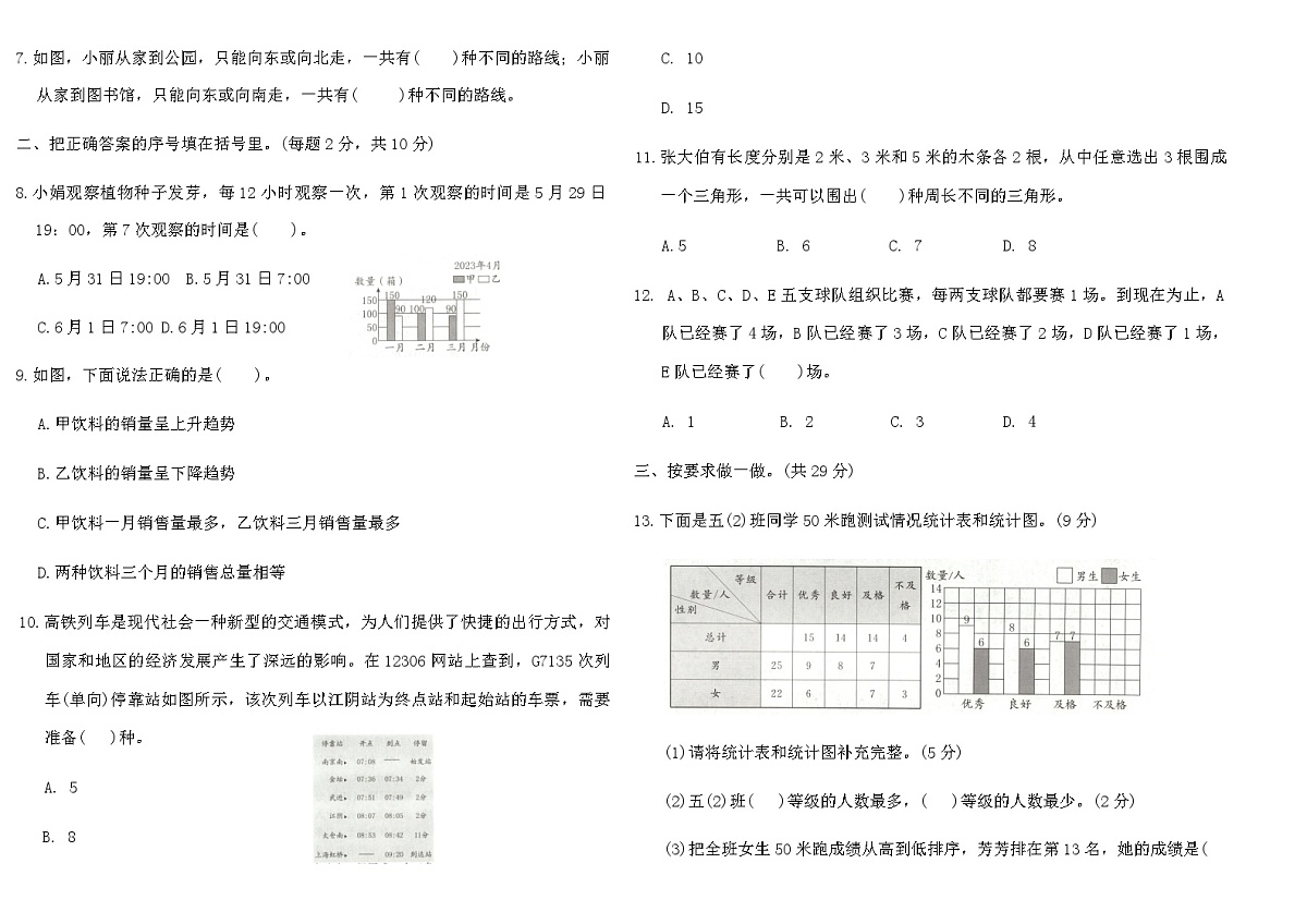 2025-2026年苏教版五年级数学上册第六、七单元核心素养评价卷（含答案）第2页