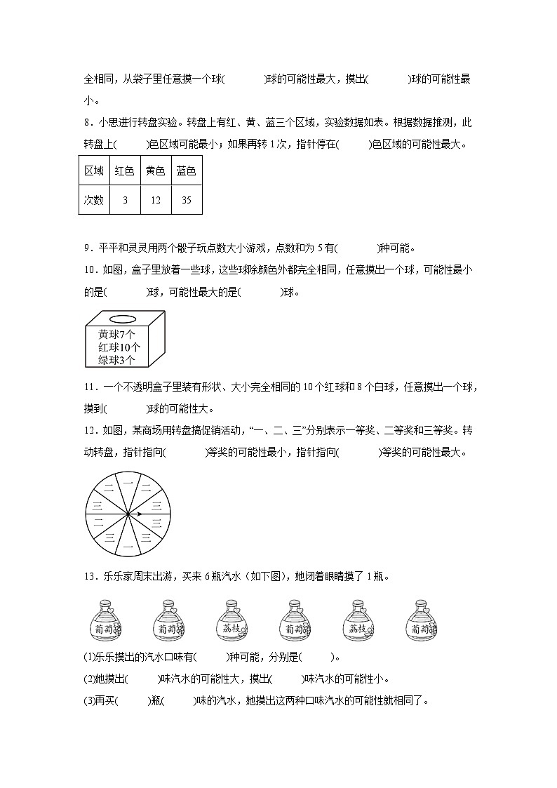 （期末考点）第4单元 可能性 专项02 填空题-2025-2026学年五年级数学上册期末复习培优精练人教版（含答案解析）第2页