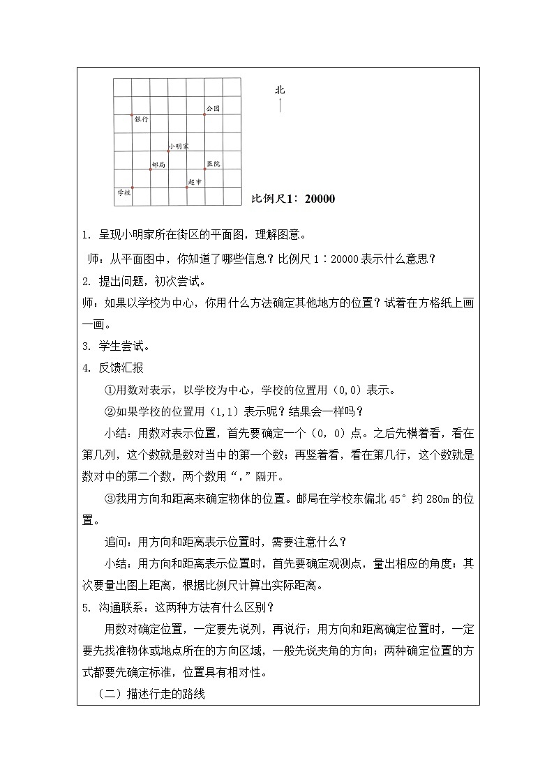 人教版数学六年级下册图形与位置-表格式教案第2页