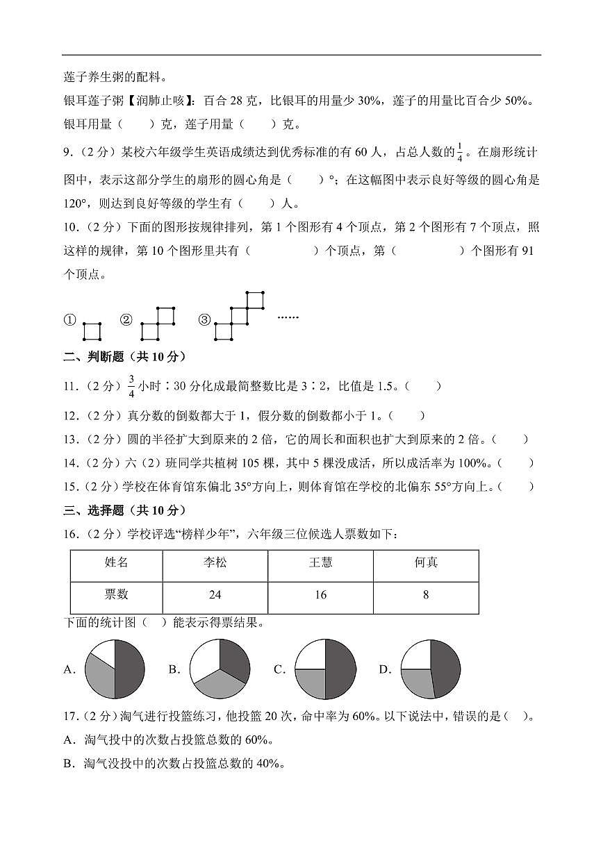 （期末押题卷）期末综合测试能力拔高卷（奥数思维）-2025-2026学年六年级上册数学（人教版）第2页