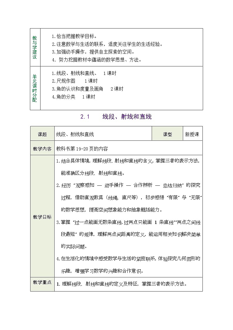 2026年青岛版数学三年级下册 2.1  认识线段、射线和直线（表格式教案）第2页