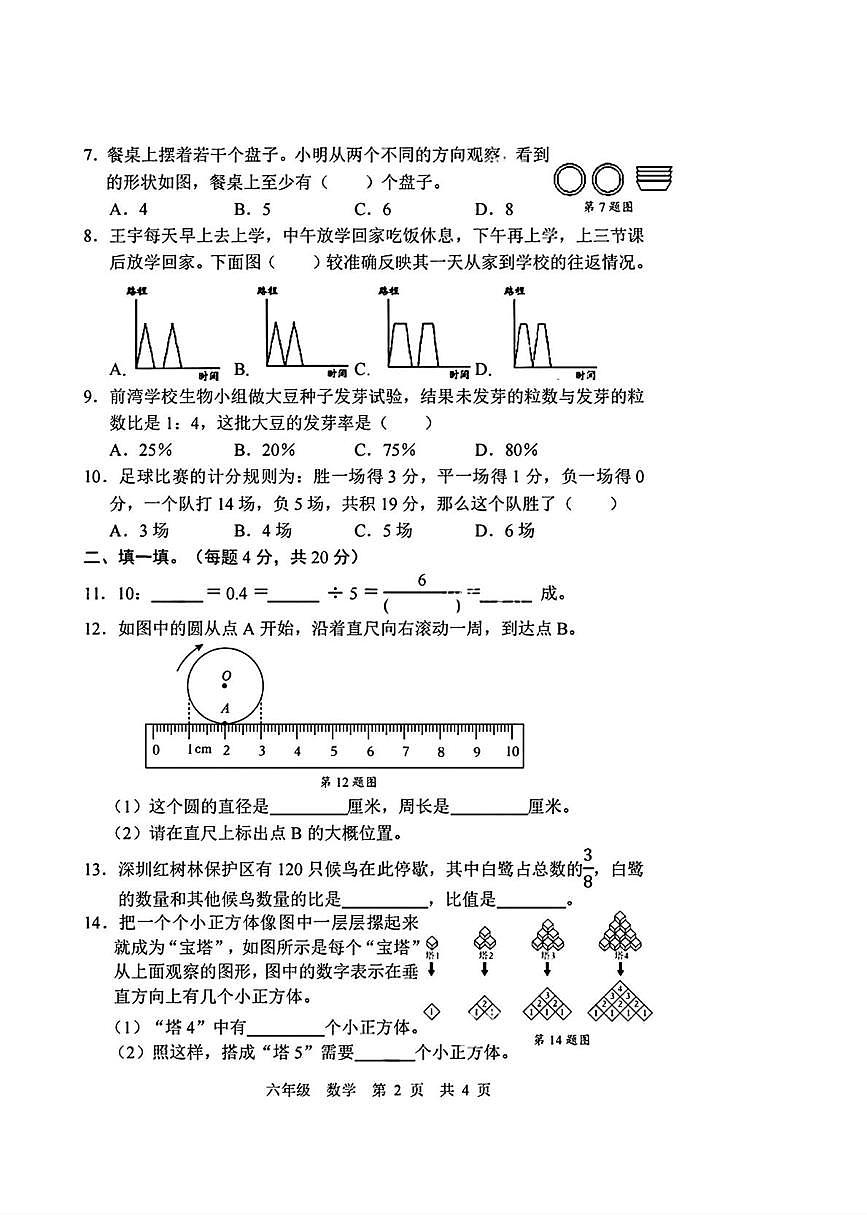 广东省深圳市宝安区2025-2026学年六年级上学期1月期末数学试题第2页
