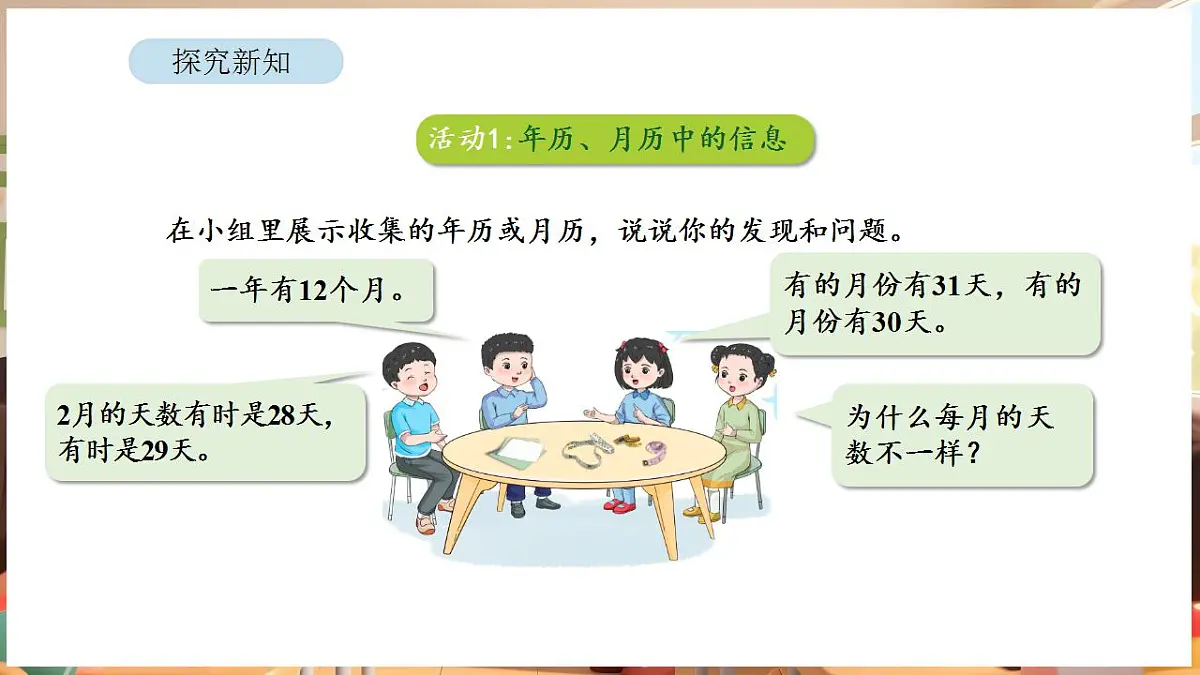 综合与实践 年、月、日的秘密 活动一 年历、月历中的信息第8页