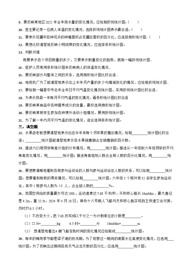 2026年苏教版六年级下册数学《统计图的选择》一课一练（含答案解析）第2页