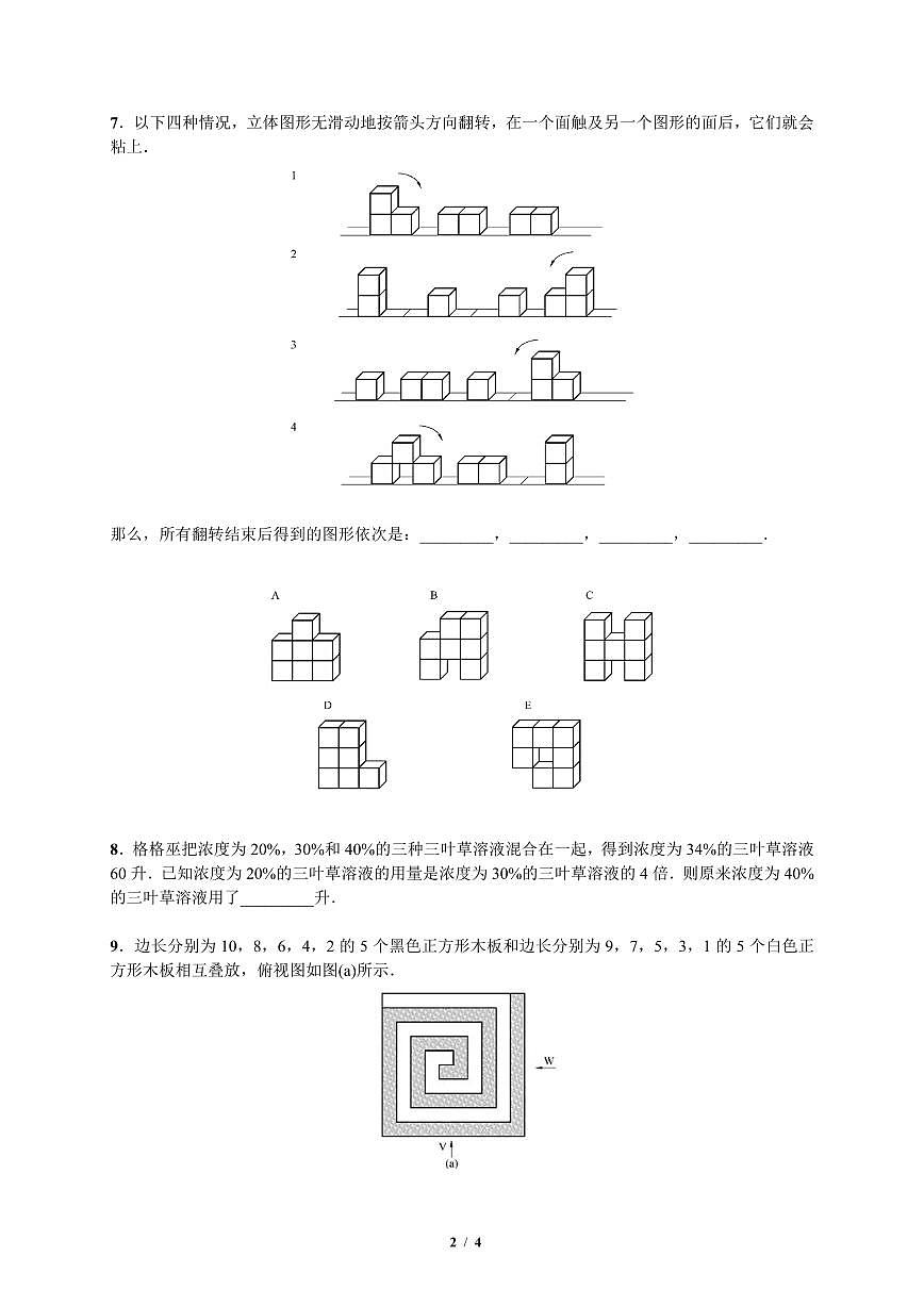 广东省深圳市2024年第五届超常思维与创新能力测评数学6年级复评试题（含答案）第2页