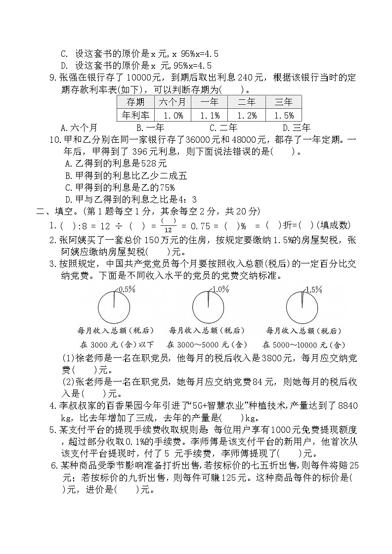 2.百分数二（单元测试）2025-2026学年六年级数学下册人教版（含答案）第2页