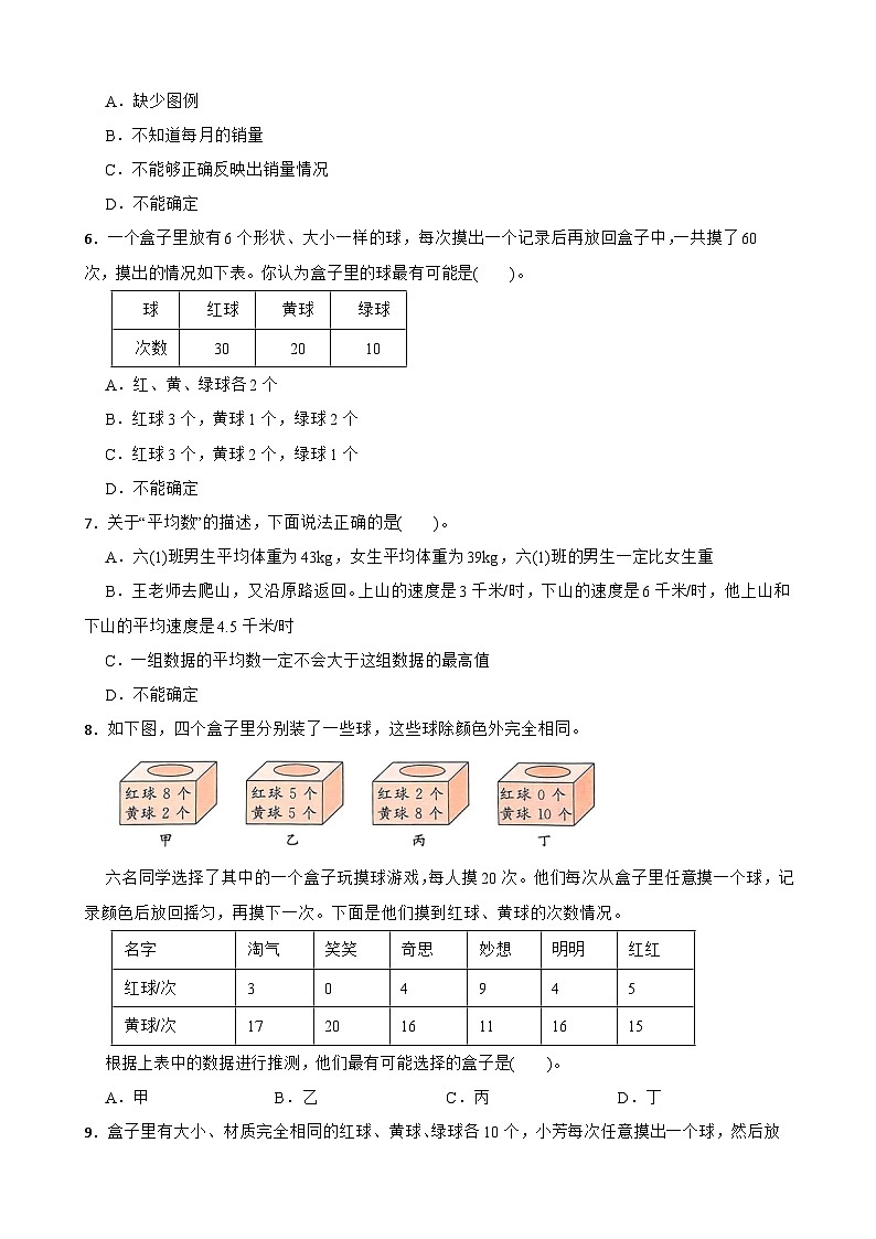 2026年下册六年级苏教版数学《统计与可能性一》一课一练（含答案解析）第2页