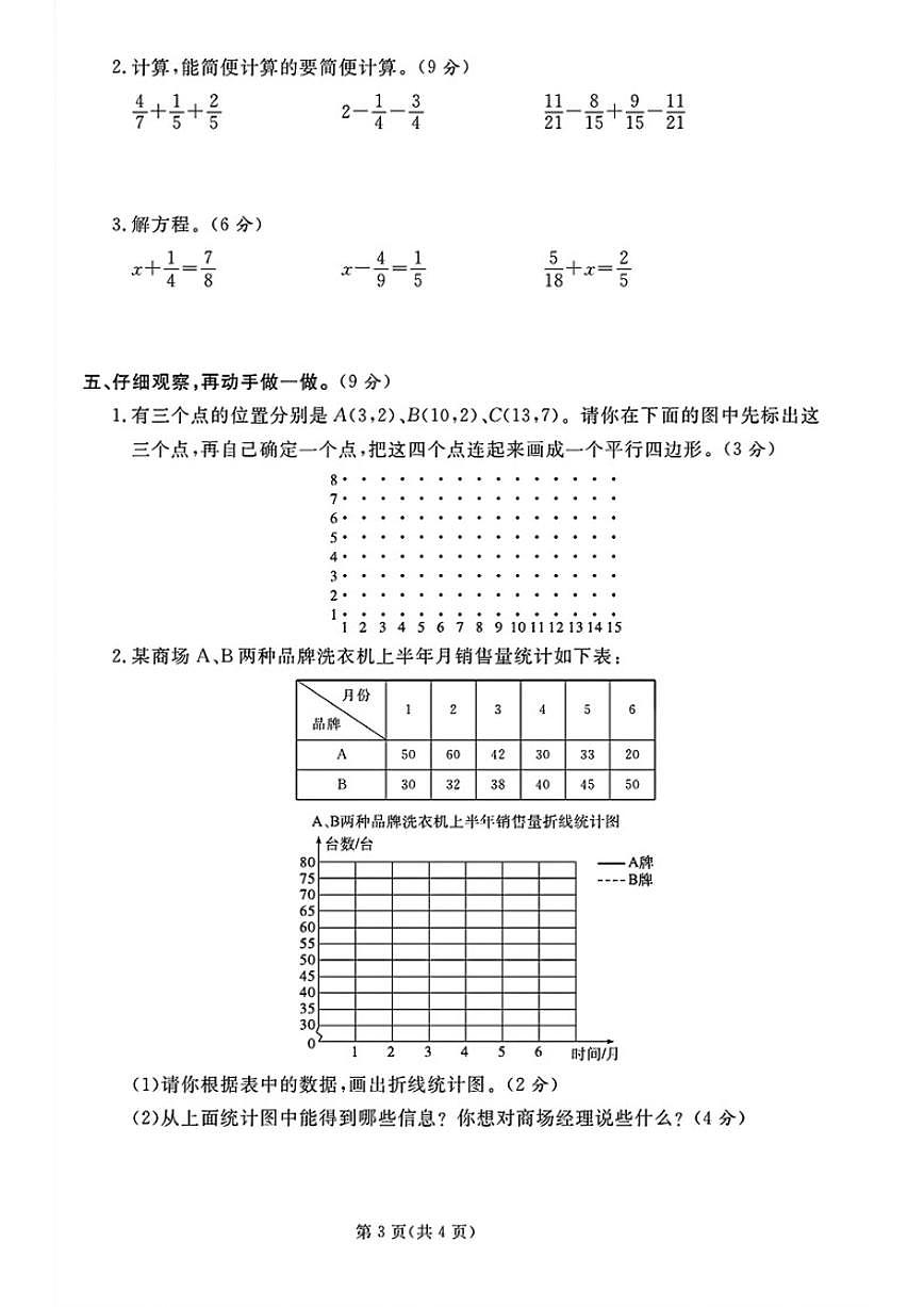 2024-2025学年山东省滨州市邹平市、博兴县五年级下学期期末数学试题（含答案）第3页
