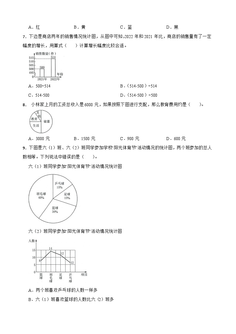 2026年北师大版六年级下册数学《统计与概率》练习4（含答案解析）第2页
