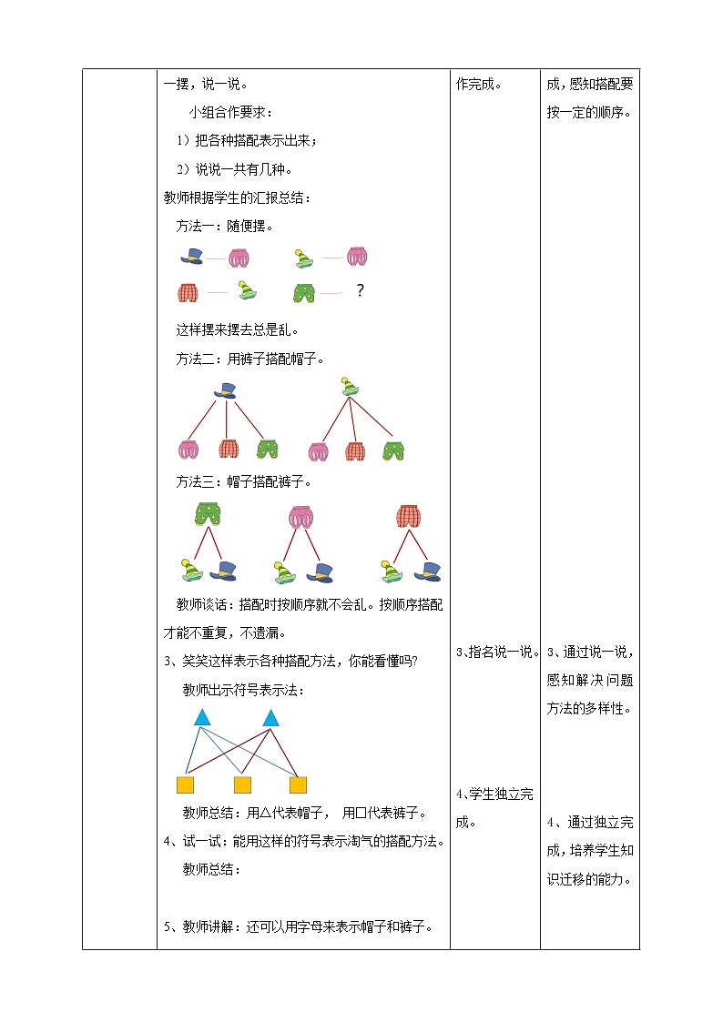 新课标核心素养目标北师大版三上数学好玩第2课时《搭配中的学问》（教案）第2页
