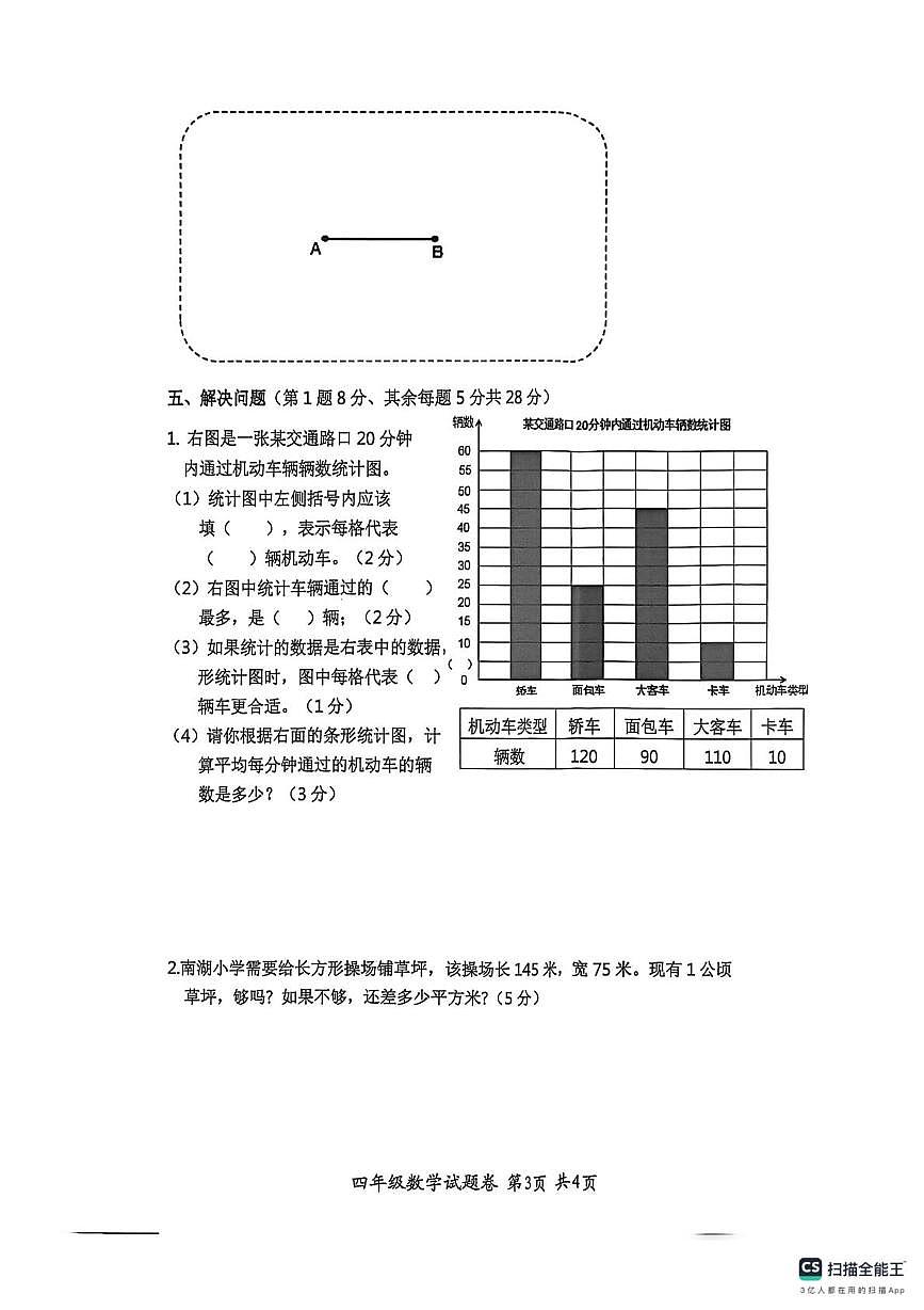 安徽淮北市烈山区,相山区,杜集区2025-2026学年第一学期四年级数学期末阶段练习第3页