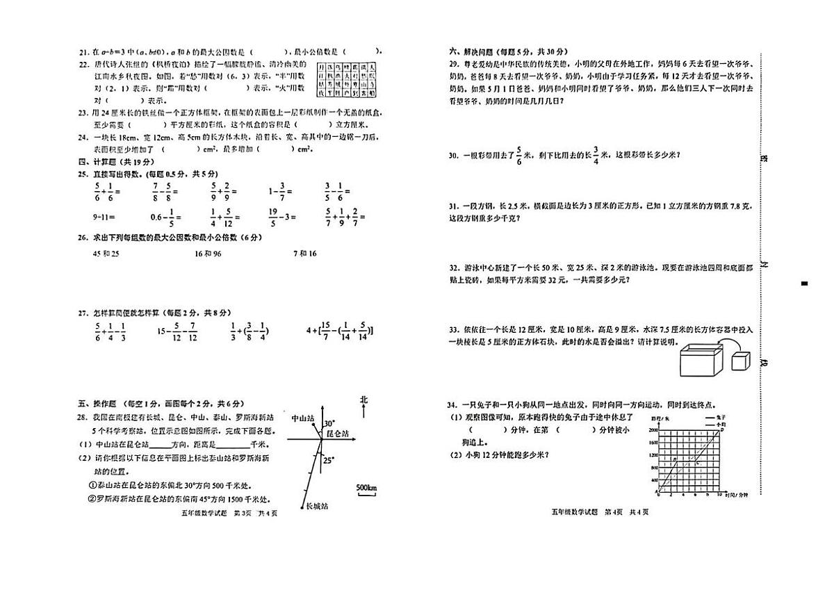 山东枣庄市峄城区2024-2025学年五年级下学期期末数学试题第2页