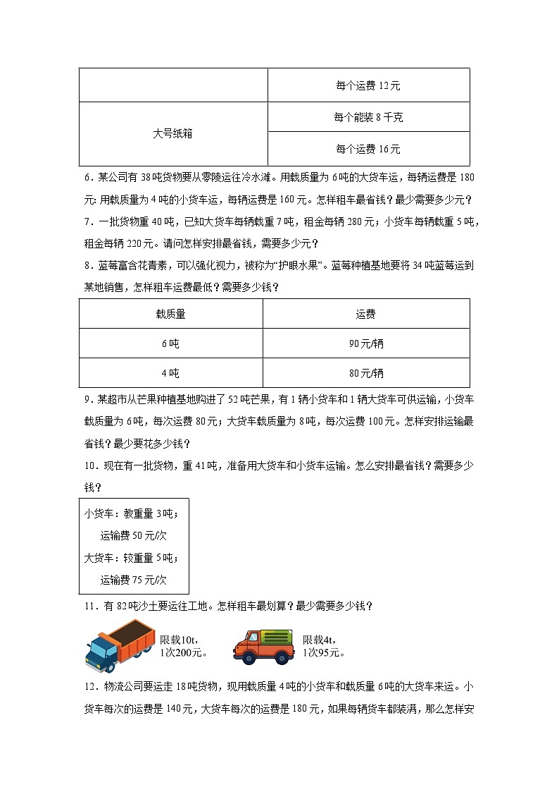 2026年四年级数学下人教版《四则运算》一课一练货物运输问题（含答案解析）第2页