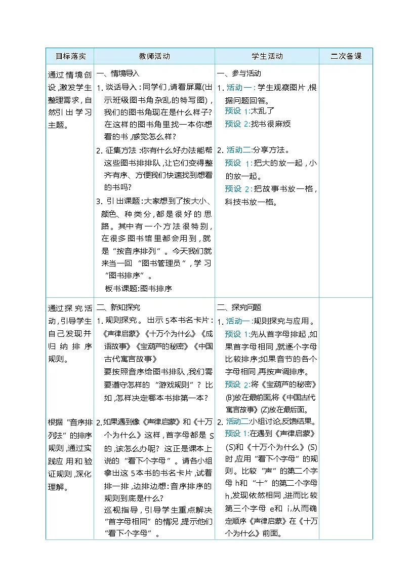 数学好玩 图书排序 单元整体（教学设计）-2025-2026学年三年级下册数学北师大版（2024）第2页
