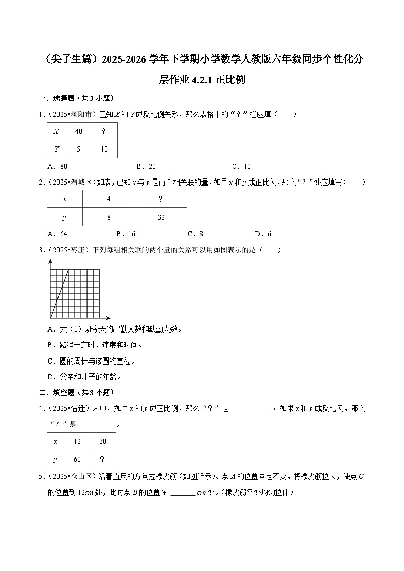 4.2.1正比例（练习 含解析-尖子生）2025-2026学年小学数学六年级下册同步分层 人教版第1页