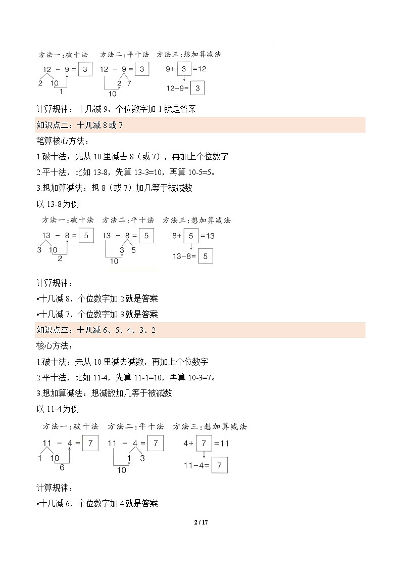 第一单元 20以内的退位减法（解析版）第2页