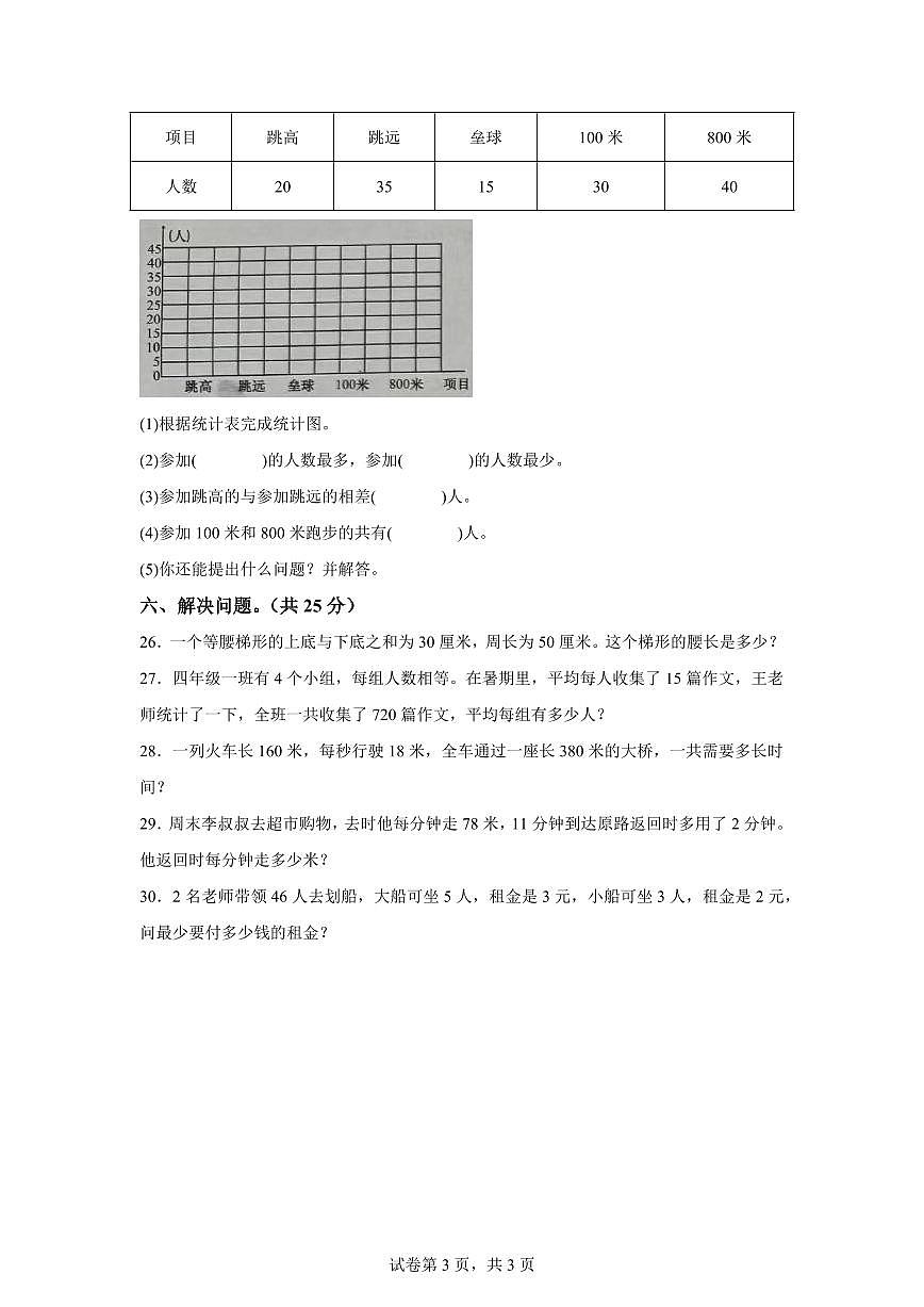 2025~2026学年河南省开封市通许县（人教版）四年级上学期期末学情分析数学试题（含答案）第3页
