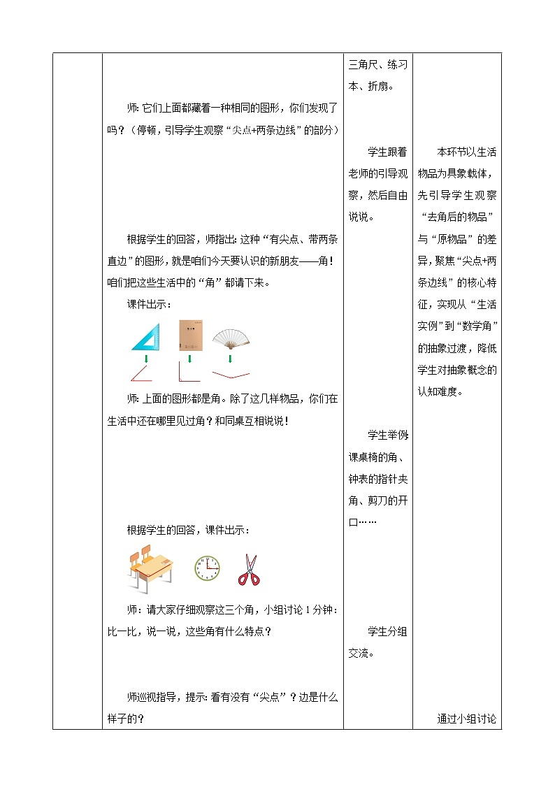 1.3《角的认识》教案（表格式） 2025-2026学年小学数学三年级下册 苏教版第3页