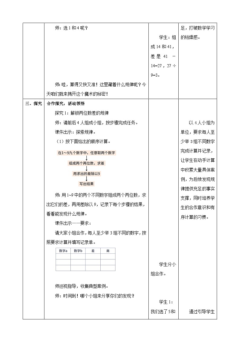 1.6《探索规律》教案（表格式） 2025-2026学年小学数学三年级下册 冀教版第3页