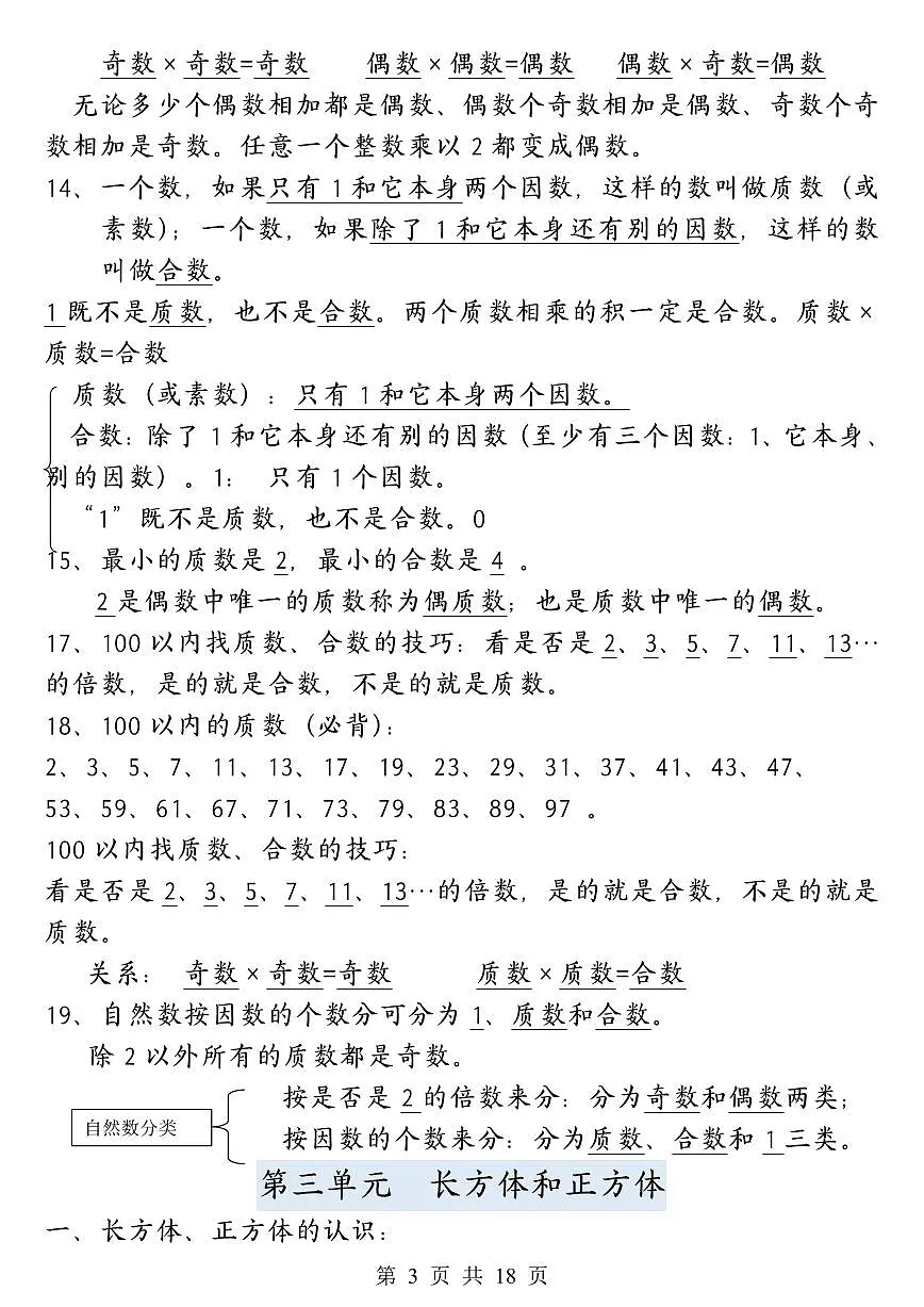 人教版五年级数学下册【各单元知识点梳理】学案第3页