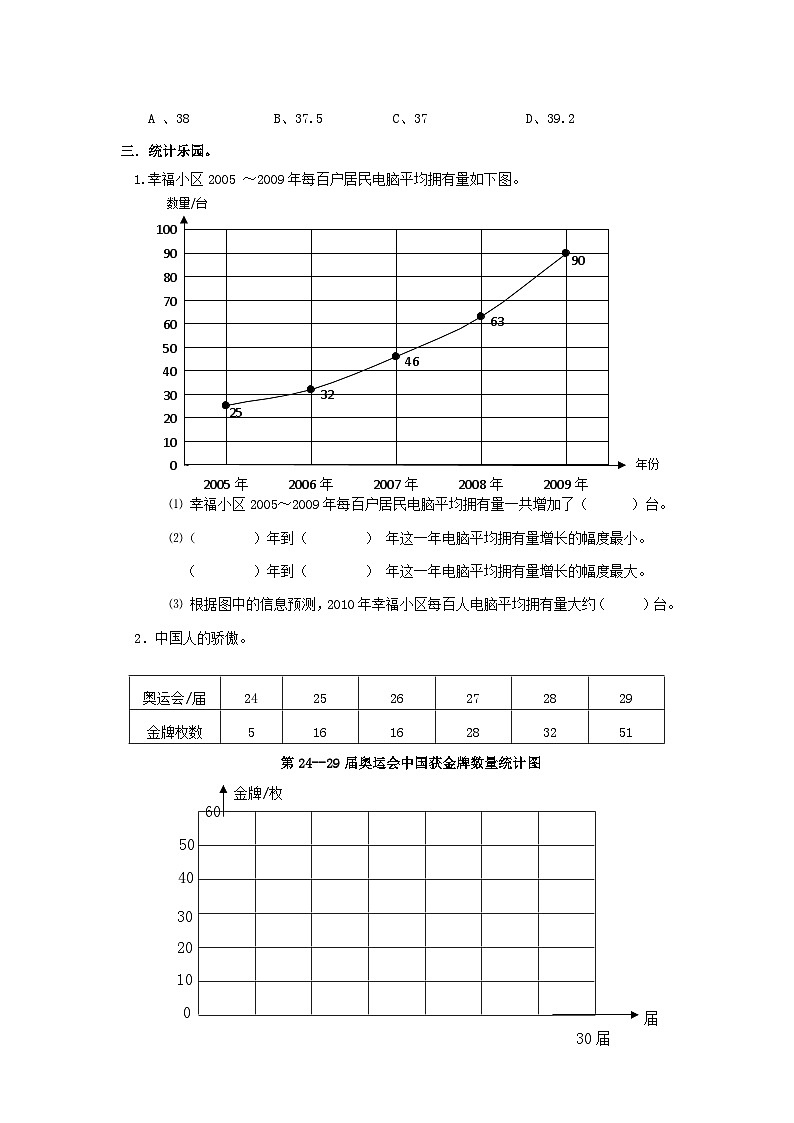 人教版六年级数学下册【总复习专题：统计3 含答案 4】练习及答案第2页