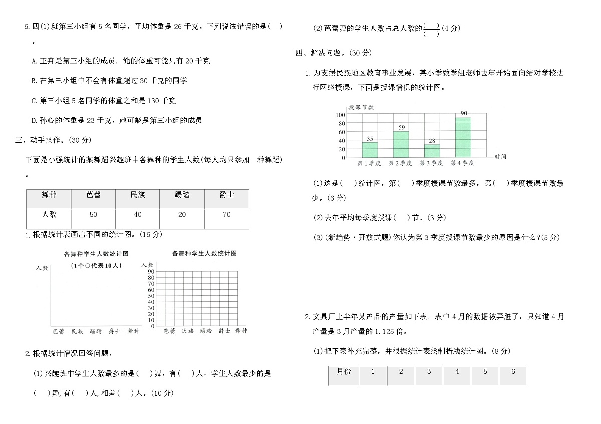 2025-2026北师大版四年级数学下册第六单元综合素养评价卷(含答案)第2页