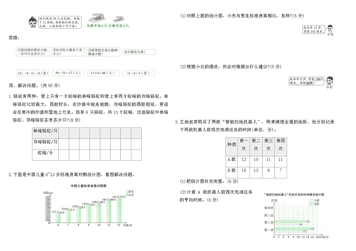 人教版四年级数学下册第八、九单元测评卷（含答案）第2页