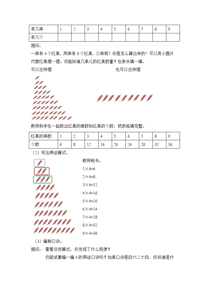二年级上册数学教案 第五单元【第五课时】  小熊请客（4的乘法口诀）北师大版（2014秋）02